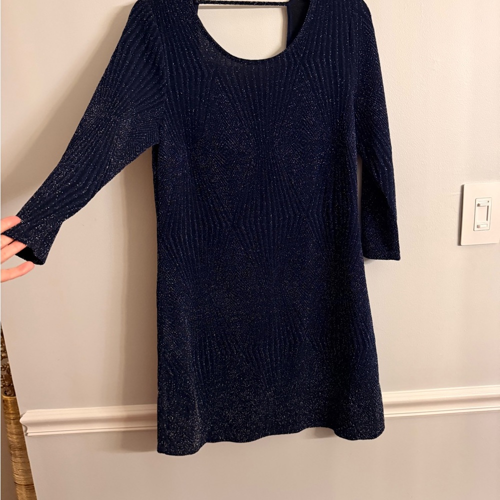 Three Hearts Elegant Navy Long Sleeve Dress